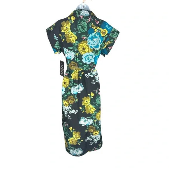 Tuckernuck Verdant Floral Chloe Midi Dress NWT S Green Shirt Dress No Belt - Picture 7 of 11